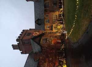 Stan Hywet Hall &amp; Gardens front facade. It is one of the largest homes in the US and was the estate of F. A. Seiberling, the founder of Goodyear Tire and Rubber company.