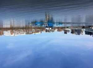 Trash skimmer on the Passaic River