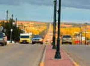 Looking south down main street at the intersection of 2nd Ave in Watford City