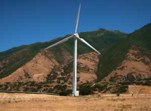 Wind turbine at Spanish Fork Wind Park in Spanish Fork, Utah