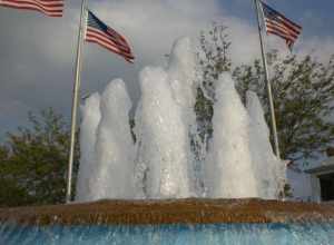 Closeup of the riverfront fountain in Owensboro, Kentucky, United States.