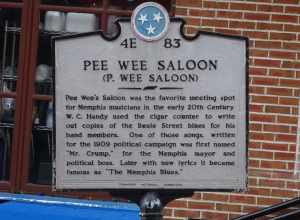 Pee Wee's Saloon was the favorite meeting spot for Memphis musicians in the early 20th century. W.C. Handy used the cigar counter to write out copies of the Beale Street Blues for his band members. One of those songs, written for the 1909 political