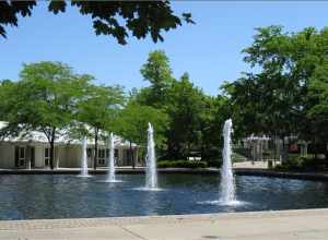 The fountains and administrative building for Fraze Pavilion in Kettering, Ohio