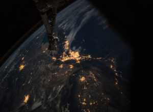 View of southwestern United States at night taken during ISS Expedition 43. Los Angeles (center), Phoenix (left) and Las Vegas (lower left) are clearly visible in this image.