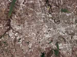 Around the city of Fort Worth, Texas, as viewed by Hodoyoshi-1 satellite.