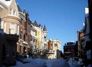 Facing north on Hopkins Street, N.W., (between 20th, 21st, O and P Streets, N.W.) in the Dupont Circle neighborhood of Washington, D.C., following the Second North American blizzard of 2010.