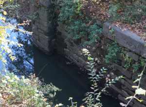 The remains of Lock 70 of the Schuylkill Navigation at the downstream end of the Manayunk Reach