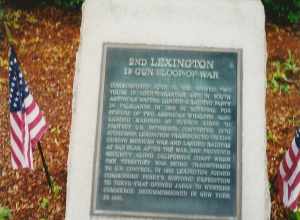 A plaque commemorating the 2nd USS Lexington in Lexington, Massachusetts (United States).