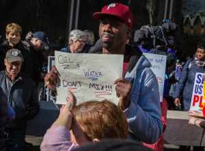 With a focus on health care and the environment, thousands protest on the streets of Philadelphia during a visit by U.S. President Trump to a downtown Republican Party legislative retreat on January 26, 2017.