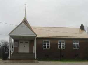 Front of Simpson Chapel United Methodist Church, located at 500 W. Simpson Chapel Road north of Bloomngton in Washington Township, Monroe County, Indiana, United States.  It was built in 1950.