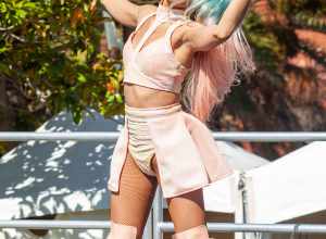 Mikaela Marvel, a dancer with the Ladies of AsiaSF, performs on stage at the 2019 San Francisco Trans March.