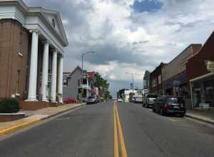 View east along U.S. Route 211 Business (Main Street) just east of U.S. Route 340 Business (Broad Street) in Luray, Page County, Virginia