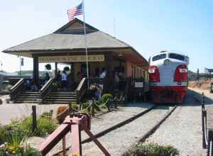 The Branson Scenic Railway boarding passengers in downtown Branson.