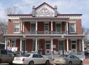 Hotel Wilber in Wilber, Nebraska; seen from the east.  The 1895 building is listed in the National Register of Historic Places.  It currently serves as a bed-and-breakfast, and as a restaurant and bar.