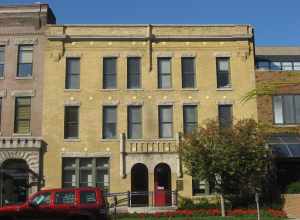 Front of The Wil-Fra-Mar, located at 318-320 E. Vermont Street in Indianapolis, Indiana, United States.  Built in 1897, it is listed on the National Register of Historic Places.