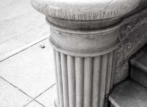 A view of the front steps at the Graham-Hughes House in Baltimore's Mount Vernon Place Historic District.