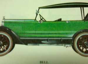 1920 Bell Touring Car drawing.
Other information

This drawing is from an old cut up calendar from around 1920. The printing company and year are not visible.