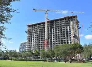 Residential construction adjacent to Downtown Doral Park in Doral, Florida.