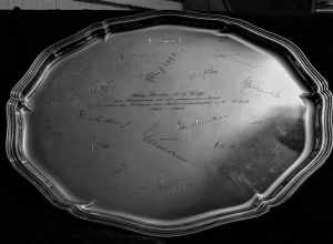 A silver platter, engraved with the signatures of the CEOs and Chairmen of German automobile manufacturers, was presented to Gaston de Wolff in the mid-1960s. The inscription states, in German, "For Mr. Gaston A. de Wolff, in recognition of the