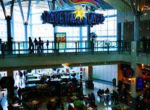 Tanforan isn't as big as you might think.

Tanforan's food court refers back to its history as a horse racing venue.