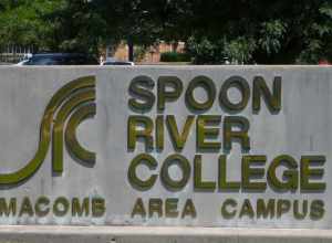 Picture of Spoon River College, Macomb Campus, Sign on Johnson Street near East side main entrance to building in Macomb, IL