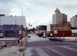 Looking west from Water Street towards the bluff.