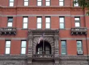 City Hall building in front of East Market Street in Wilkes-Barre, Pennsylvania.