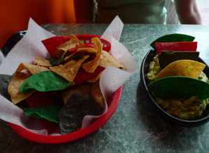 The tortilla chips and guacamole. At La Oaxaqueña, Mission Street.