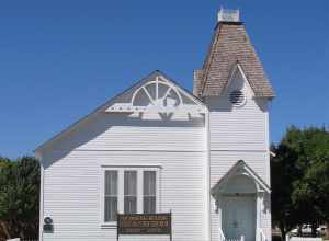 The original First Baptist Church of Amarillo. The church is located in Amarillo, Texas, United States and was used from 1889 to 1908 according to a sign in front of it. It is listed by the United States government's National Register of Historic