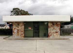 Vacant gas station, Jefferson Highway, Old Jefferson, Jefferson Parish, Louisiana.