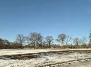 Photo of the Rahway River Park, part of the Rahway River Parkway, in Rahway, New Jersey. Photo taken from County Route 650 (Parkway Drive) looking northwest.