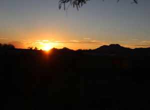 Tuscon Arizona Desert Sunset Over Mountains