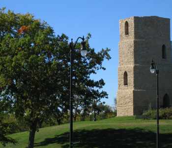 Old Stone Water Tower in Water Tower Place Park.